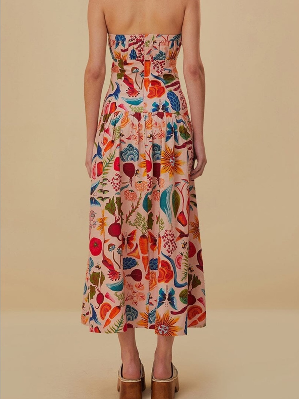 Farm Rio Printed Strapless Maxi Dress Size S - Picture 4 of 16